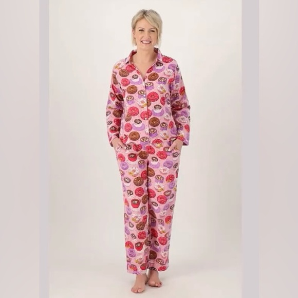 Printfresh Flannel Pink Coffee Break PJs - Sz L 🍩☕️💗 - Picture 2 of 5